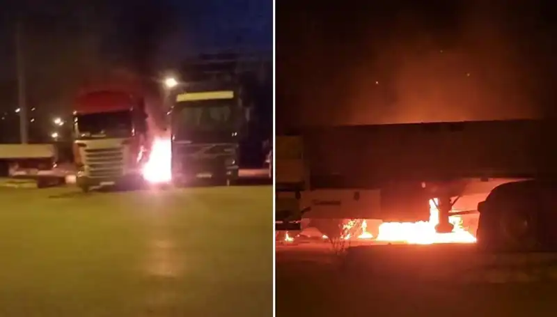 Park Halindeki Tırlara Saldırı: Yangın ve Tehditler Yükseliyor